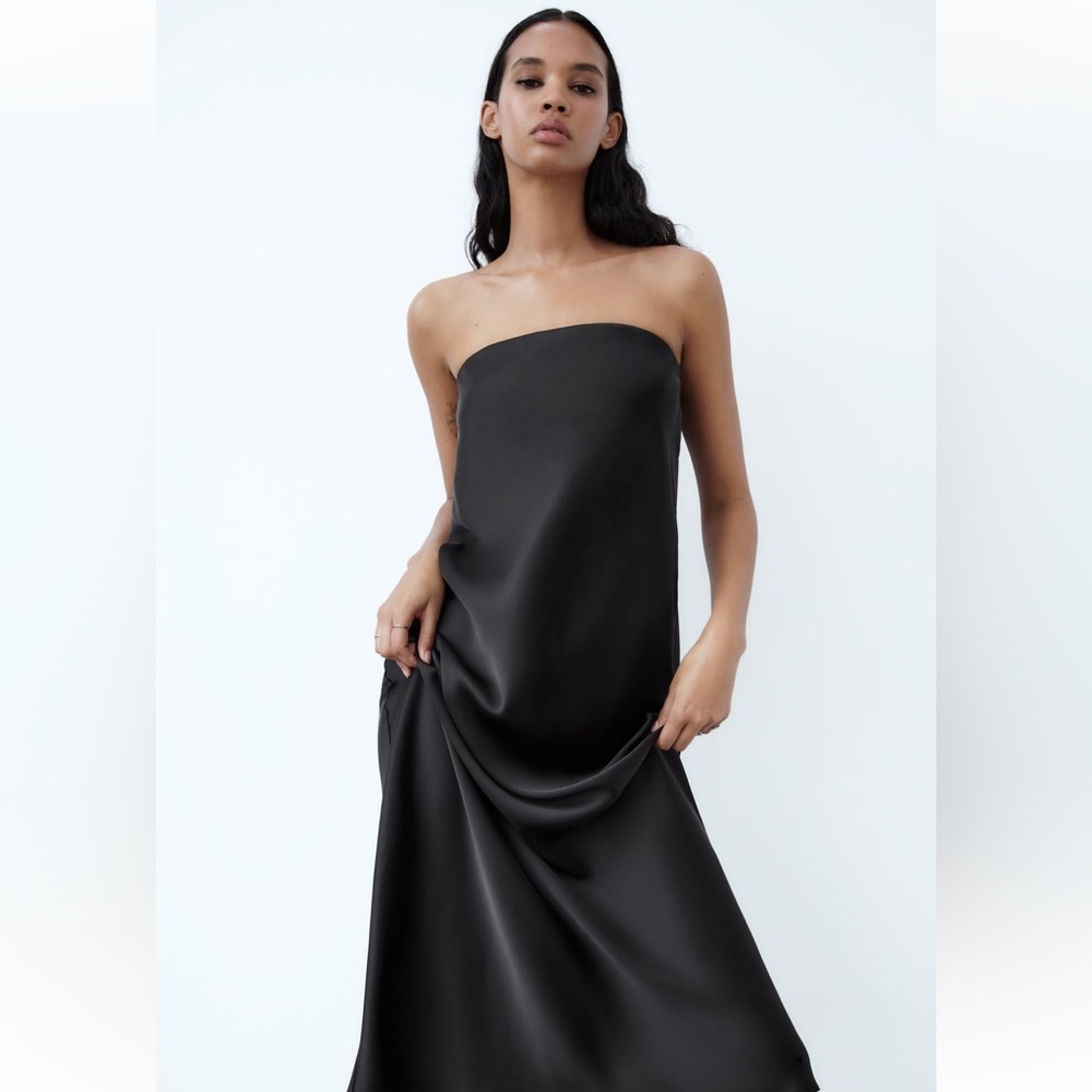 ZARA BLOGGERS FAV SATIN EFFECT DRESS - Picture 4 of 8